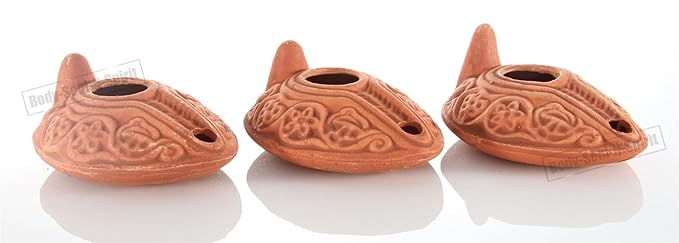 Lot of 3 Ancient Antique Biblical Replica Ancient Oil LAMP Judaica Hanukkah Gift
