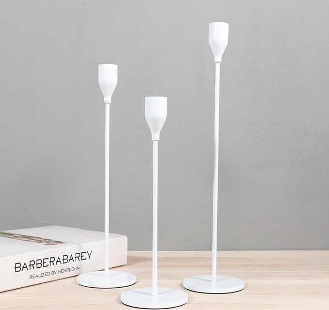 Candlestick Holders Set of 6 Taper Candle Stick Holders, Mantel White Candlestick Holders for 3/4" Taper&Led Candle, Elegant Candle Holder Centerpiece for Wedding/Party/Dinning/Anniversary