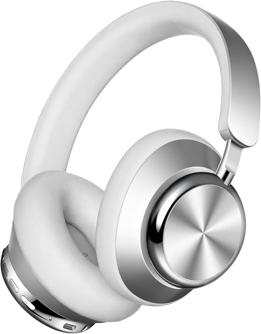 Wentronic Y03 Bluetooth Headphones Wireless Active Noise Cancelling Over Ear Headphones 48 Hours Playtime High Sound Quality 6 EQ Music Mode Headphones with Soft Ear Cushion - Silver