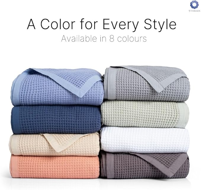 GOTS Certified Organic Cotton Waffle Weave Cozy Throw Blanket, 50"X60", Modern Home Decor, Soft Bed Blanket - Sun Bay