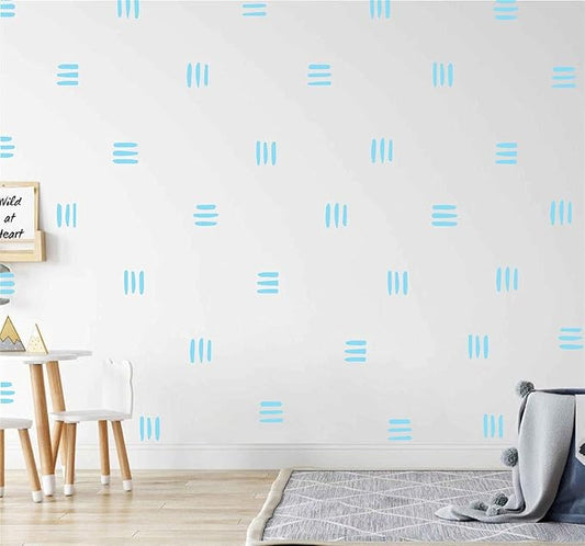 120pcs Modern Line Wall Stickers Boho Nursery Kids Living Room Scandinavian Home Décor Self-Adhesive Murals Vinyo DIY Gift YT5037 (Blue)