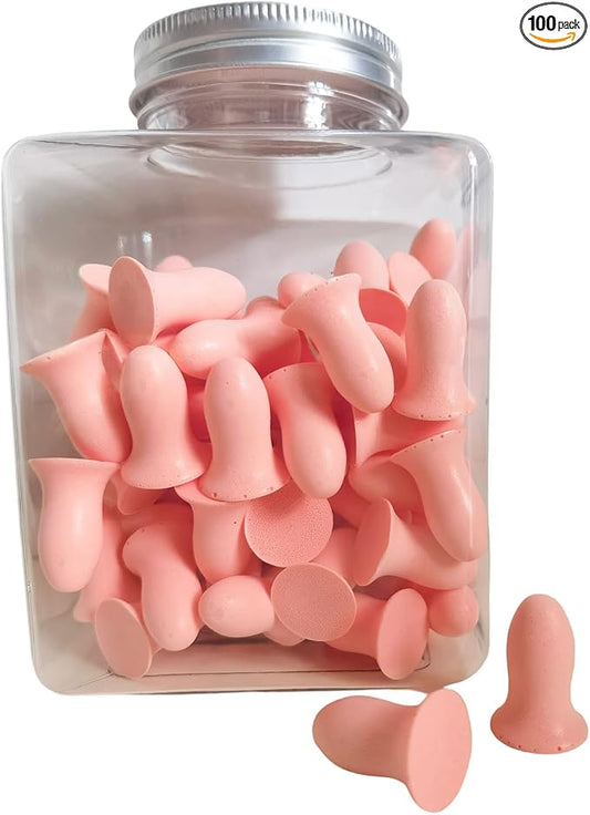 Fan Wu Soft Foam Earplugs 50 Pair,32dB Highest NRR for Noise Reduction,Safety Hearing Protection Ear Plugs Contoured for Comfort Slow Rebound,Tapón para el oído,Slim Waist (Pink, Small)