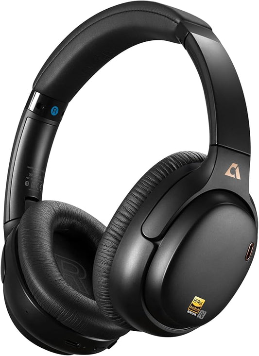 1Mii AI E700 Wireless Bluetooth Over Ear Headphones with Active Noise Cancelling, Hi-Res Audio LDAC/aptX Low Latency for Airplane Travel, AI Translation Voice Chat Custom EQ via App - Black