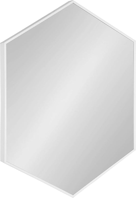 Kate and Laurel Rhodes Modern Hexagon Wall Mirror, White, 31x22-Inches