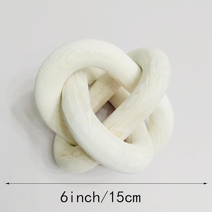 3-Ring Wooden Chain, Pine Wood Carving, Modern Home Minimalist Coffee Table Decoration, Living Room, Bedroom, Bookshelf, Porch Decoration（F）
