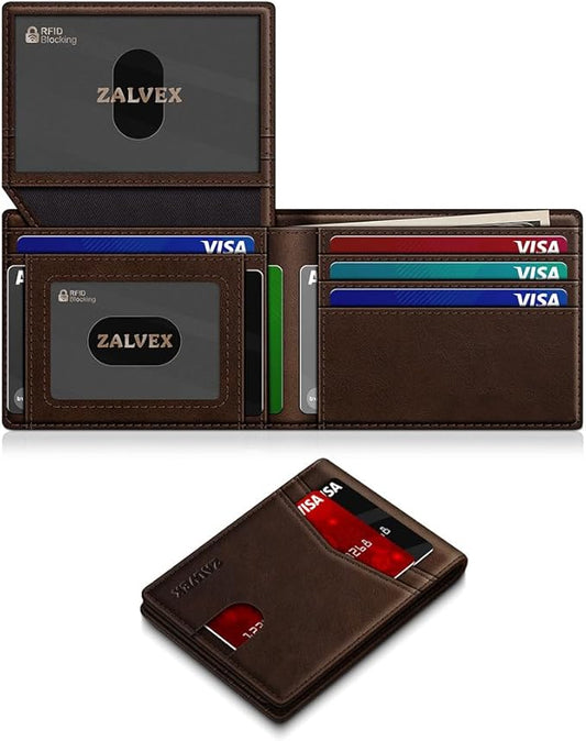 Wallet for Men Slim RFID Blocking Leather Credit Card Holder Wallet for 14 Cards, Bifold Minimalist Thin Wallet with 2 ID Windows & Cash Slot, Front Pockt Carteras Para Hombres, Birthday Gifts for Men