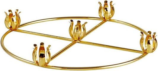 Brass Advent Wreath with 5 Candle Holders, Religious Holiday Decor, 11 Inches