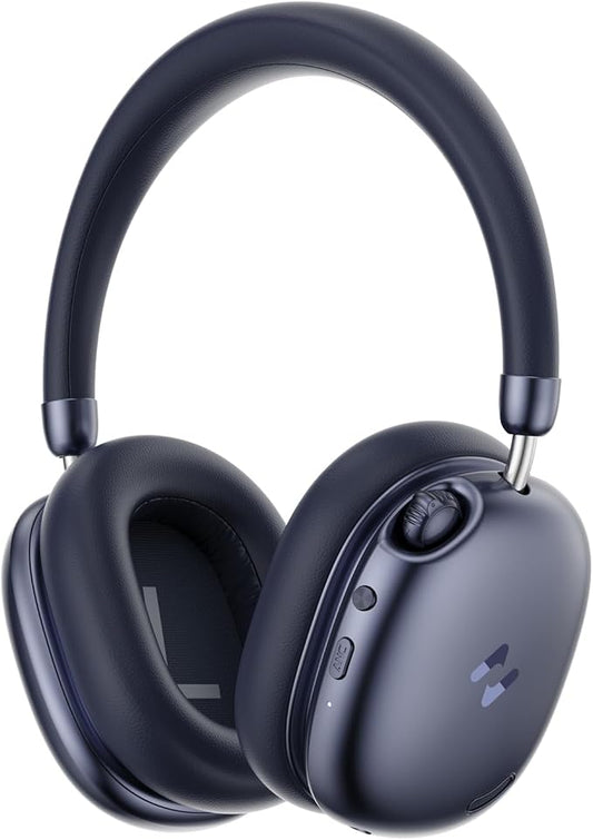 havit Space S1 Hybrid Adaptive Active Noise Cancelling Headphones Wireless, Over Ear Headphones, Bluetooth 6.0, 100H Playtime, LHDC Hi-Res Sound, Custom EQ via App, Travel, Office, Home, Blue