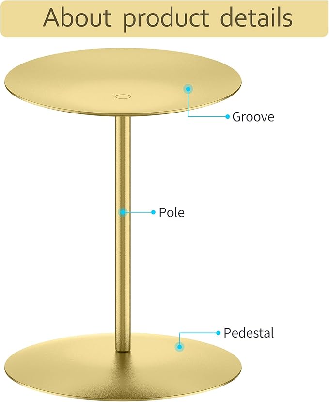 smtyle Gold Metal Cast Iron Candleholder Sets for Pillar Candles, Set of 3 Wedding Table Centerpiece Candle Holders, Minimalist Farmhouse Decor for Fireplace Mantel & Dining Room