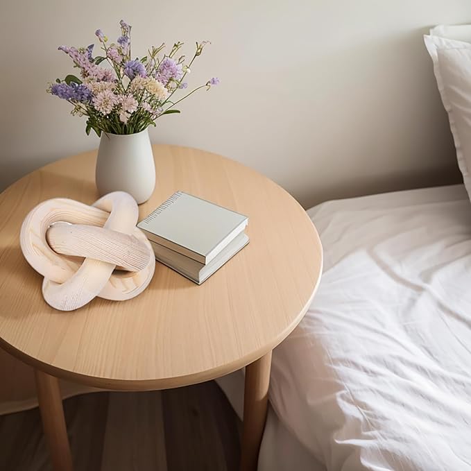 Wood Knot Decor -Coffee Table Decor Shelf Decor Table Books Hand Carved Home Decoration Boho Country Rustic Modern Shabby Chic Style Decor 3 Link Wooden Knot Chain Link Decor (Nature)
