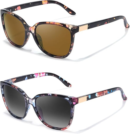 FIMILU Polarized Sunglasses for Women, Trendy Fashion Sun Glasses Square Retro Glasses UV Protection for Daily Outdoor 2pack