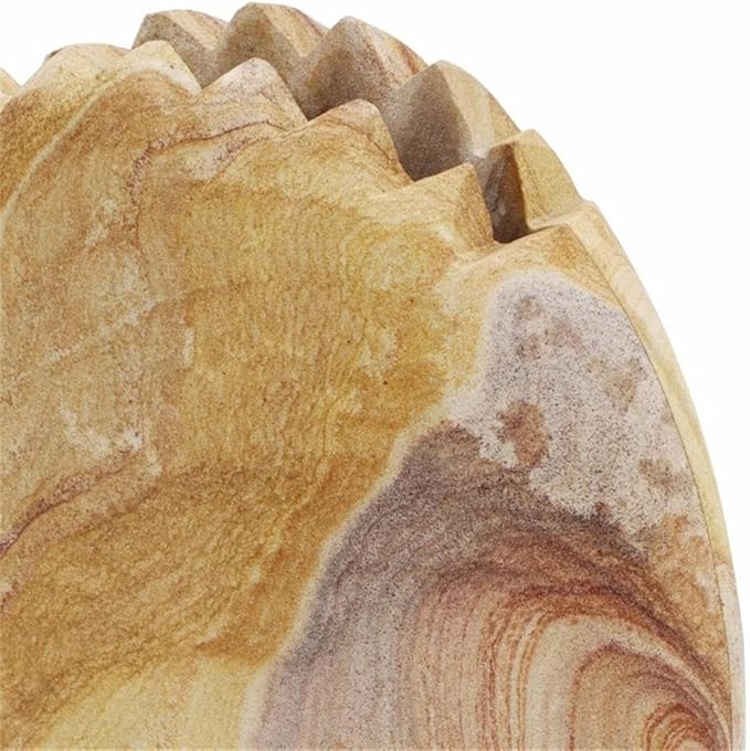 Pemberly Row Handmade Transitional Mantis Stone Vase in Sandstone
