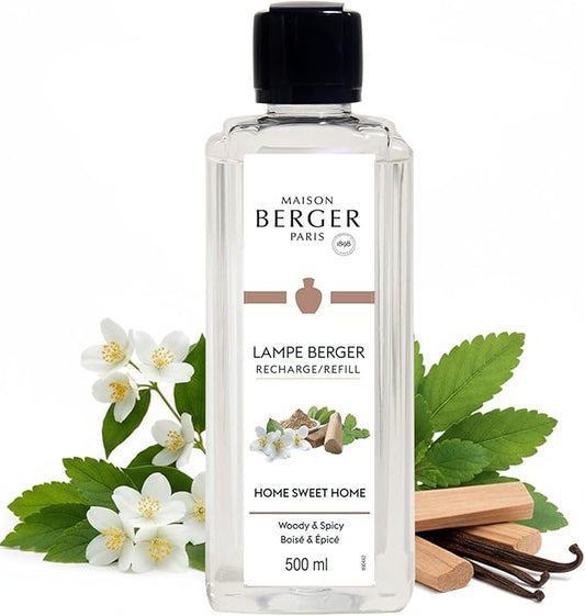 MAISON BERGER Home Sweet Home Lampe Berger Refill, 500 ml (16.9 fl oz), Odor-Neutralizing Home Fragrance Oil Lamps, Green Notes, Aquatic Notes, Leaves, Cinnamon, Made in France