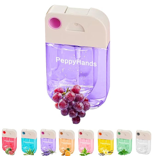 PeppyHands Hand Sanitizer, Hand Sanitizer Spray, Hydrating Spray for Hand, Portable Sanitizer spray Set ﻿for Travel Size, 500-Sprays Each Multi-Flavor (Grape)