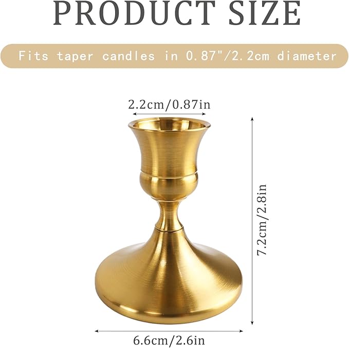 Vintage Brass Gold Taper Candle Holders Set of 2, Metal Candlestick Holders Elegant Handcrafted Décor for Weddings, Dining & Meditation,Table Centerpiece, Party, Christmas Decoration or Home Decor