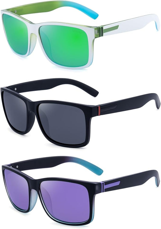 LECKIRUT Vintage Polarized Sunglasses for Men Women Retro Oversized Square Mirror Sun Glasses