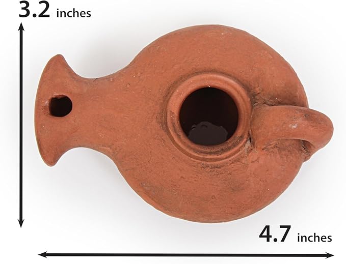 Biblical Herodian Oil Lamp with Handle – Glazed Clay Replica in Gift Box with Certificate of Authenticity - Handmade Holy Land Judaica & Christian Gift