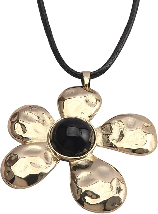 Leather Necklace for Women Boho Choker Necklace Long Cord Leather Pendant Bohemian Neckalce Vintage Alloy Pendant Leather Rope Necklace Wooden Necklaces for Women