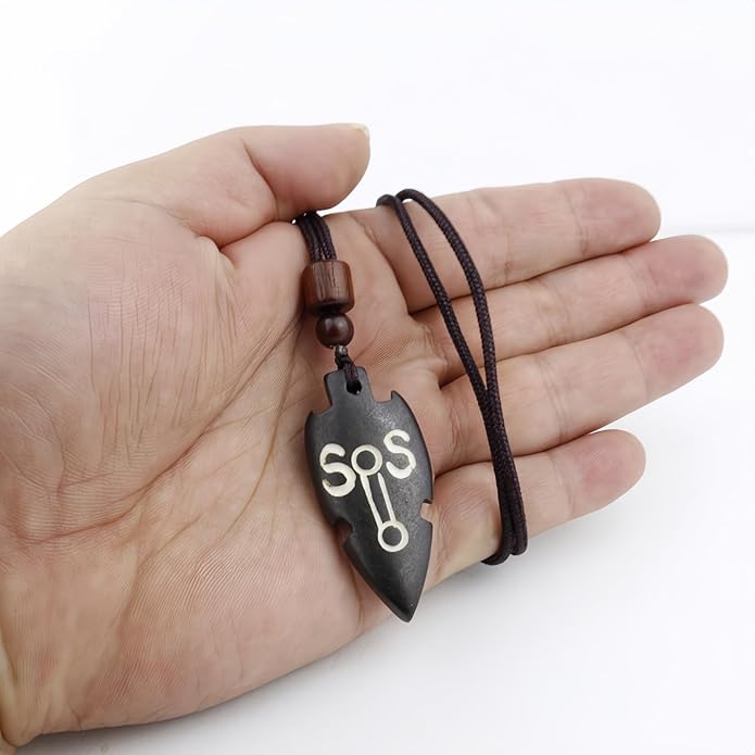 Handmade Black Bull Bone Pendant Necklace, Traditional Tribal Design, Wooden Beads, Adjustable Braided Rope, 24 Inch, Surfer Style