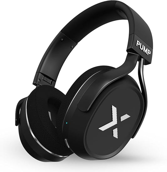 BlueAnt Pump X Wireless Over-Ear Headphones, Bluetooth, Powerful Bass, Active Noise Cancelling & Transparency Mode, Interchangeable Ear Cups, All-Day Comfort for Gym and Training, Black/Silver