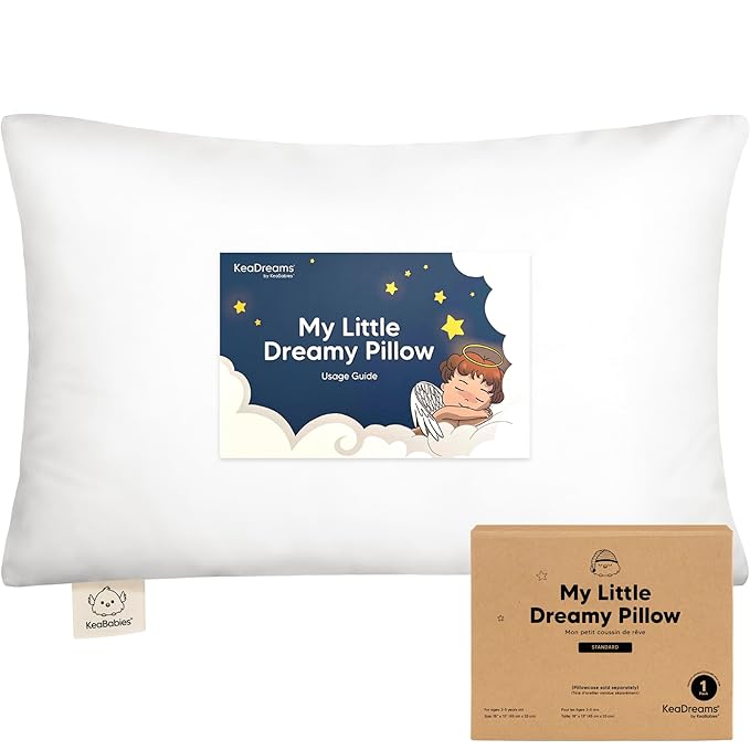 KeaBabies Toddler Pillow 13x18 - Soft Organic Cotton Kids Travel Bed Pillows for Sleeping, School, Nap, Machine Washable, Toddlers 2 to 5, Pillowcase Sold Separately (Soft White)