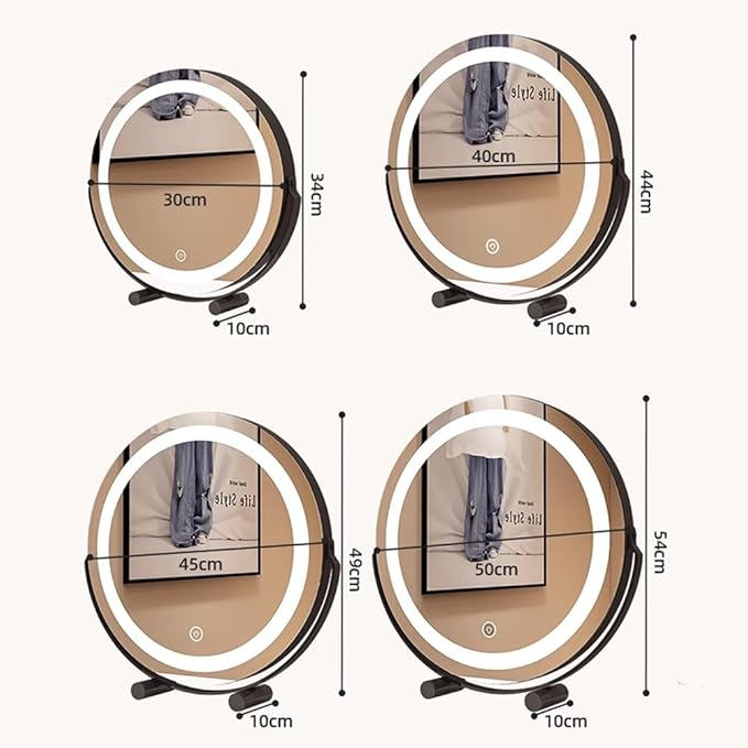 FERKAP Tabletop Vanity Mirror with Lights Lighted Makeup Mirror Touchscreen Control 3 Color Lighting Modes 360°Rotation High Definition Lighted Up Mirror (Color : Gold, Size : 11.8"X13.3")
