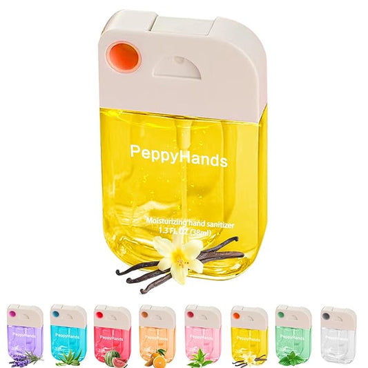 PeppyHands Hand Sanitizer, Hand Sanitizer Spray, Hydrating Spray for Hand, Portable Sanitizer spray Set ﻿for Travel Size, 500-Sprays Each Multi-Flavor (Vanilla)