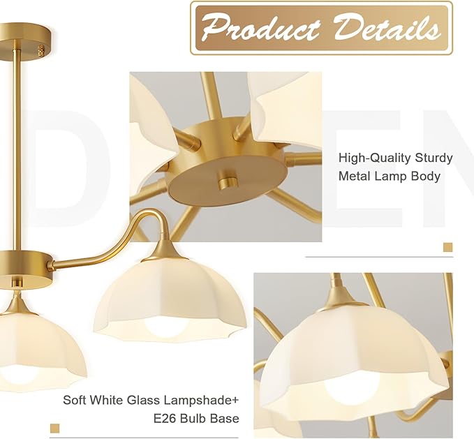 Mid Century Modern 3 Light Sputnik Chandeliers Retro Gold Milk Glass Chandelier Pendant Light Fixture Nordic White Ceramic Kitchen Island Hanging Lights Dining Room Ceiling Lamp MPL13-3 GD