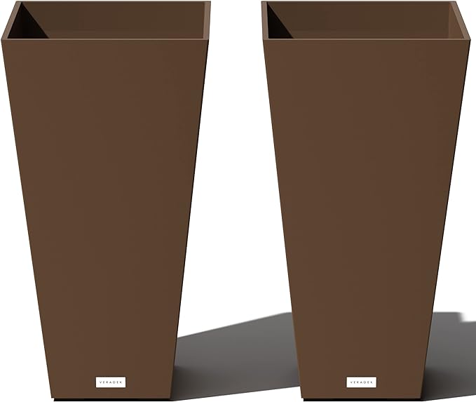 Veradek V-Resin Indoor/Outdoor Taper Planter, 2-Pack (26 inch, Espresso)
