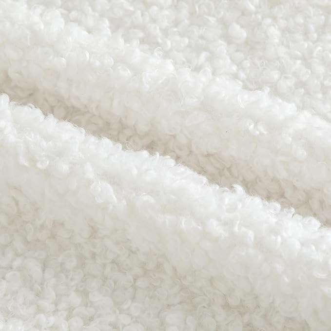 Yaertun Pack of 2 Faux Fur Throw Pillow Covers Decorative Sherpa Boucle Pillow Covers Fuzzy Soft Pillowcases Sheepskin Fleece Cushion Case for Couch Sofa Bed Living Room 24x24 Inch Cream White