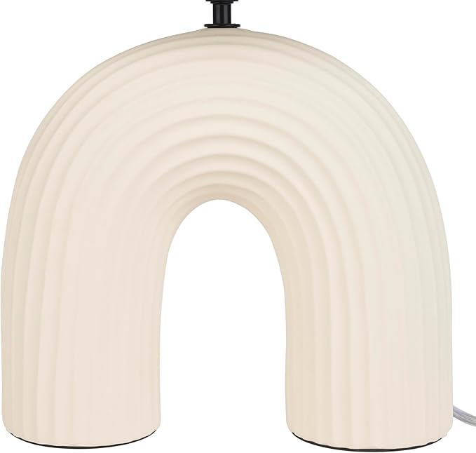 Nourison Home 21" Off White Textured Arch Table Lamp for Bedroom, Living Room, Console, Entryway