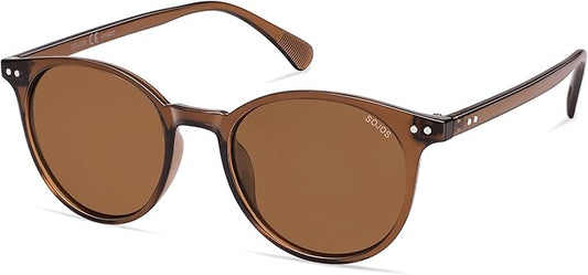 SOJOS Small Round Classic Polarized Sunglasses for Women Men Vintage Style UV400 Lens MAY SJ2113