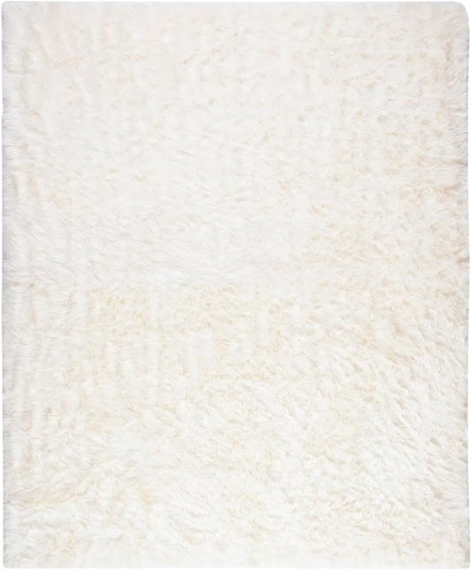 SAFAVIEH Faux Sheep Skin Collection 8' x 10' Ivory FSS235A Silken Glam 2.35-inch Thick Area Rug