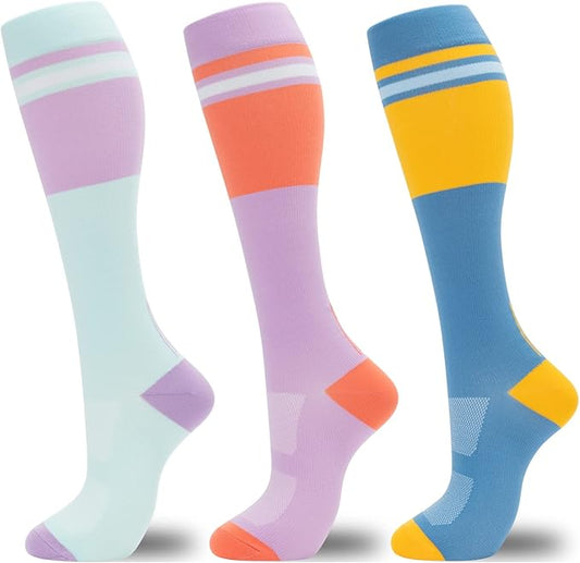 fenglaoda Compression Socks for Women Men 3 Pairs Graduated Compression Support Circulation Socks for Nurses