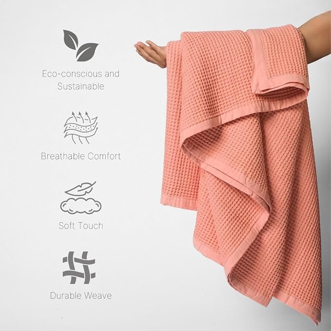 GOTS Certified Organic Cotton Waffle Weave Blanket, Twin Bed & Couch Throw, 66"X90", Modern Home Decor