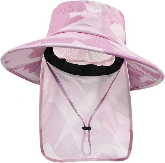 Sun Hats for Men Women Fishing Hat UPF 50+ Breathable Wide Brim Bucket Hats Summer UV Protection Safari Hat with Neck Flap