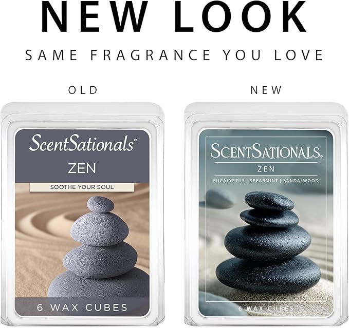 Scentsationals Wax Melts, Wax Cubes Strong Scent -Zen - Long Lasting Scented Melts for Warmer, 10oz (24-Cubes)