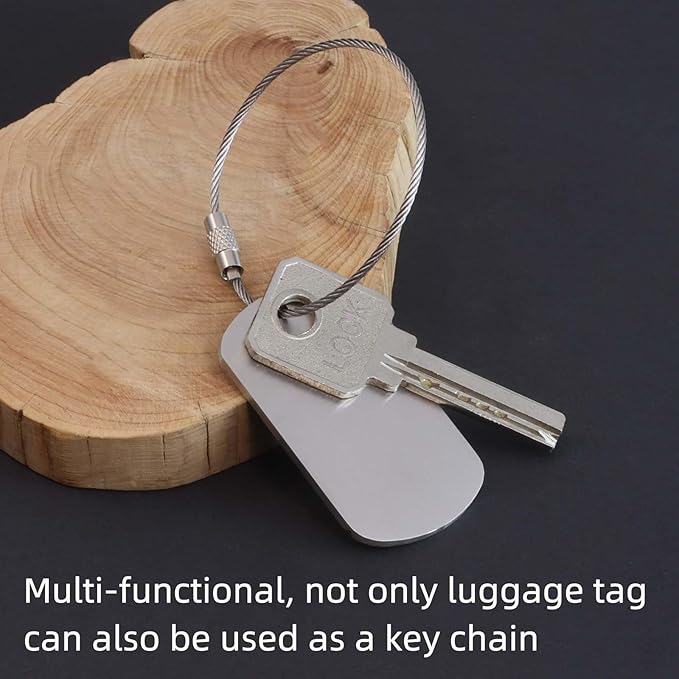 Sturdy and Durable Personalized Luggage Tags for Suitcases,Cruise Essentials Travel Tags for Luggage,Travel Bag Labels,Heavy-Duty Stainless Steel Silver Horizontal Suitcases Tags