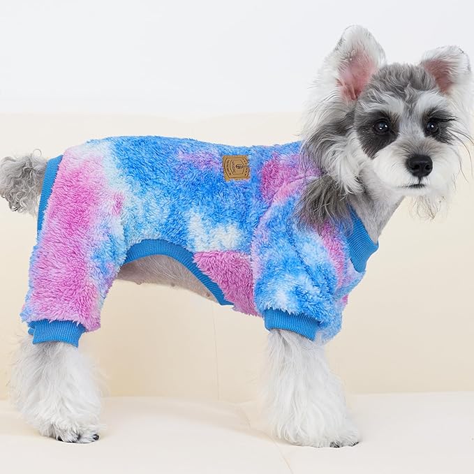 XPUDAC Dog Sweater, Dog Winter Clothes for Small Medium Dogs Girl Boy Fleece Doggy Pajamas for Winter Christmas, Tie-Dye01, X-Large