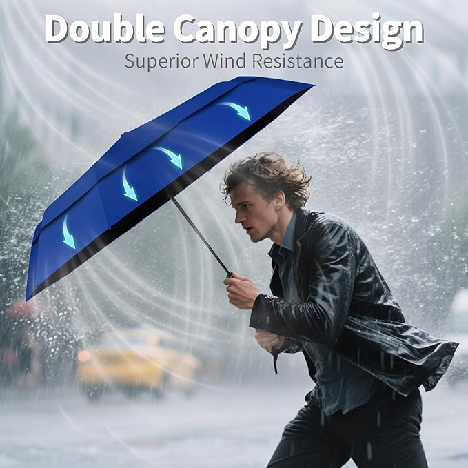 Seniny Windproof Travel Umbrella, Automatic Umbrellas for Rain, Portable & Compact Umbrellas for Backpack, Strong UV for Protection, Folding Small Sun Umbrella for Car, Walking
