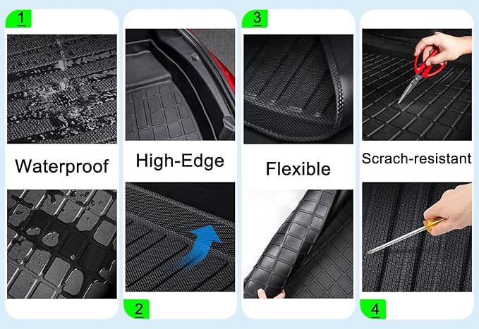 Civic Sedan Cargo Mat - Compatible with 2016-2021 Models，All Weather Rear Cargo Liners Trunk Tray Floor mats，3D Tech Modeling Waterproof Durable Odorless TPO Accessories, No 2-Doors/Hatchback Models