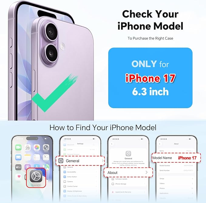 TUCCH Crossbody Detachable Wallet Case for iPhone 17 (6.3"), 9 Card Slots RFID Blocking | Wireless Charging | Wrist Strap Lanyard | Stand | Zipper Pocket | PU Leather Phone Cover | Pearly Light Blue