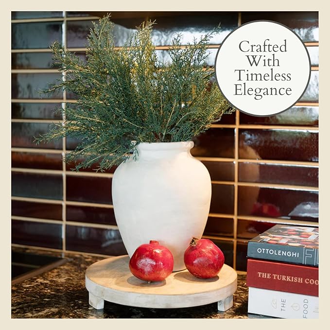CG Hunter Terracotta Cream Vase with Handles, 10.6-in Vintage Decor Vase & Table Decor in Entryway, Livingroom or Dining Room, Display Fresh or Dried Flowers, or as a Standalone Decorative Accent