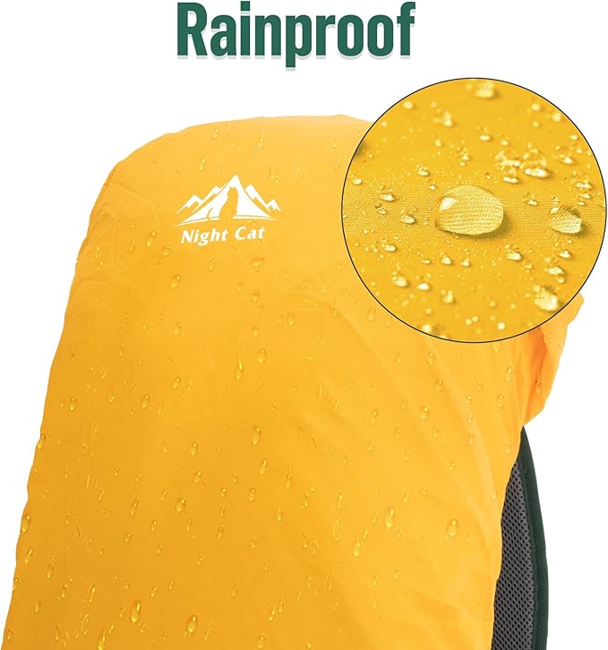 Night Cat Internal-frame Hiking Backpack: 30L Camping Backpack for Men Women Lightweight Waterproof Rain Cover Green