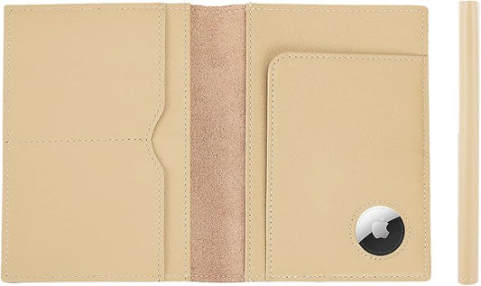 STAR VISTA Albatross Leather Travel Passport Holder, Minimalist Design, Calfskin Leather Case for Women and Men - Slim Passport Wallet, Bifold, RFID Blocking, with AirTag Holder, Ivory