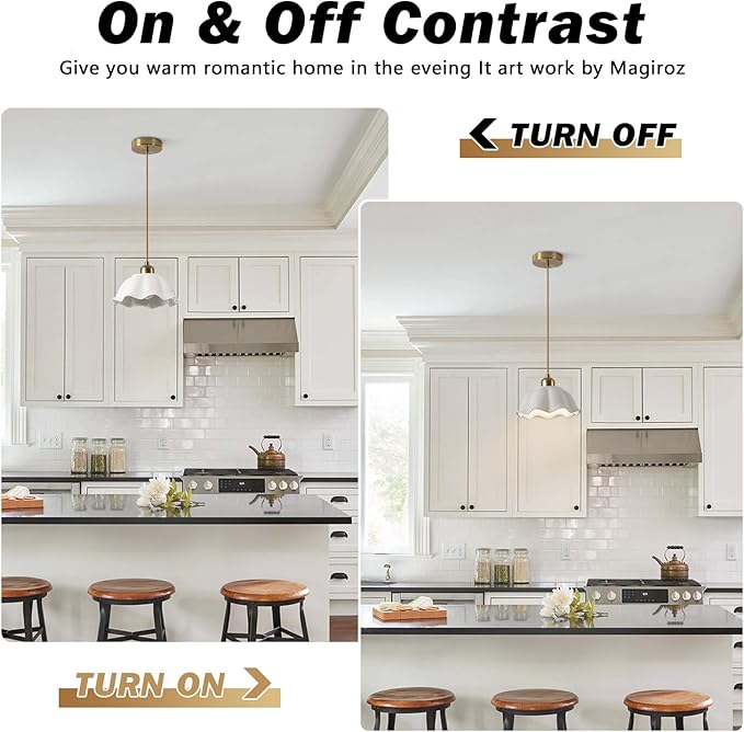 Modern Minimalist White Pleated Ceramics Pendant Lights Kitchen Island Mid Century Opal Glass Dome Adjustable Height Hanging Ceiling Light Fixture Brass Milk Glass Pendant Light MPL11-1 GD