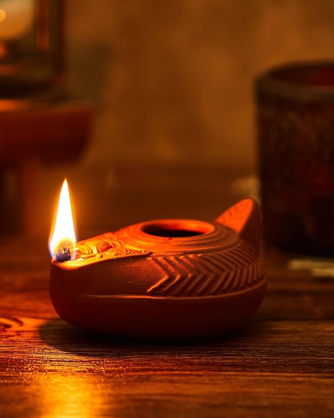 Pinkunn 20 Sets Clay Oil Lamp Herodian Olive Oil Lamp for Indoor Use Terracotta Biblical Lamps Ancient Antique Replica for Israel Judaica/Christian Hanukkah Gift Worship Prayer Religious Artifact