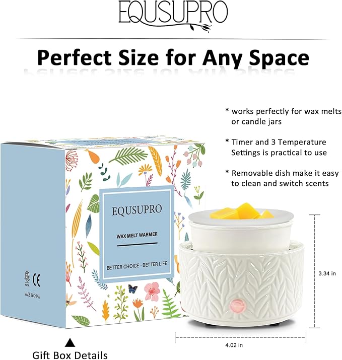 Wax Melt Warmer with Timer-3-in-1 Wax Melter Burner with Silicone Liner, Fragrance Warmer for Scented Candles, Wax Tarts, Essential Oils to Freshen Home Office, Auto Shut Off & Temperature Adjustment