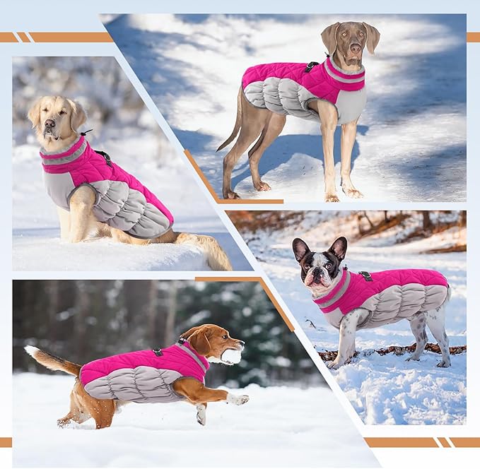 OUOBOB Dog Winter Jacket Cozy Reflective Waterproof Windproof Warm Pet Garment,Comfortable Cold Weather Fleece Apparel Outfits with Zipper Closure for Small Medium Large Dogs Puppy Walking,X-Small