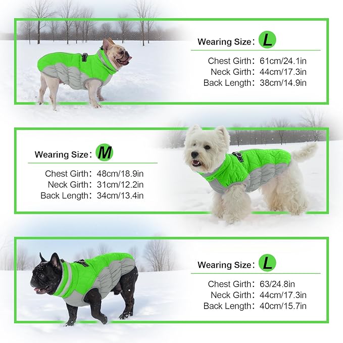 OUOBOB Warm Dog Jackets for Small Dogs, Waterproof Dog Coat with Harness Built in, Zipper Clousure, Fleece Lining for Cold Weather, Small Pet Winter Clothes for Shih Tzu, Yorkshire, Bichon - S